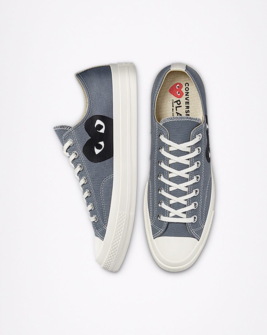 Men's Converse x Comme des Garçons PLAY Chuck 70 Low Top Shoes Grey / Black | AU 130E4X